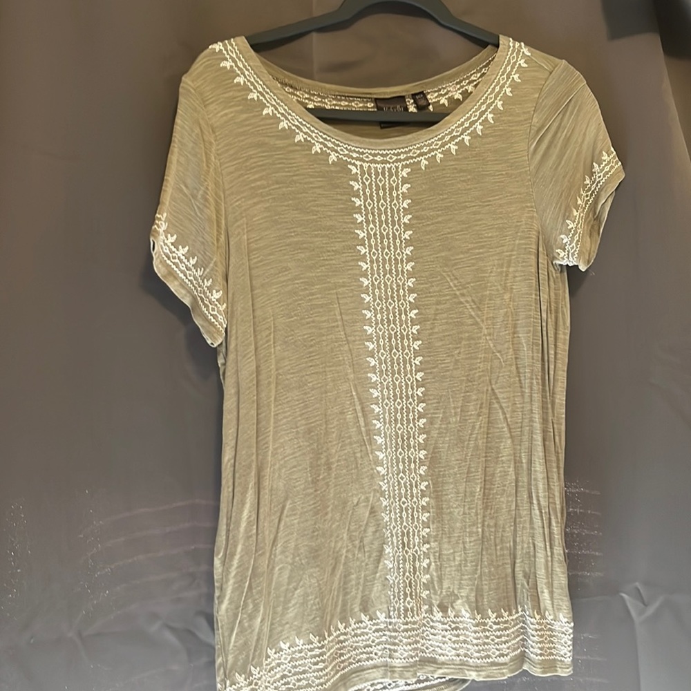 Rafaela green and white detail short sleeve women’s t-shirt size S/Small